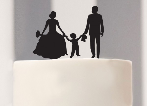 Cake Topper Brautpaar mit Junge als Silhouette