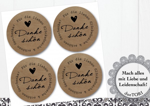 24/15 Sticker - Dankeschön! - Kraftpapier-Look