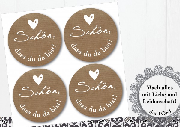 24/15 Sticker - Schön, dass du da bist! - Kraftpapier-Look
