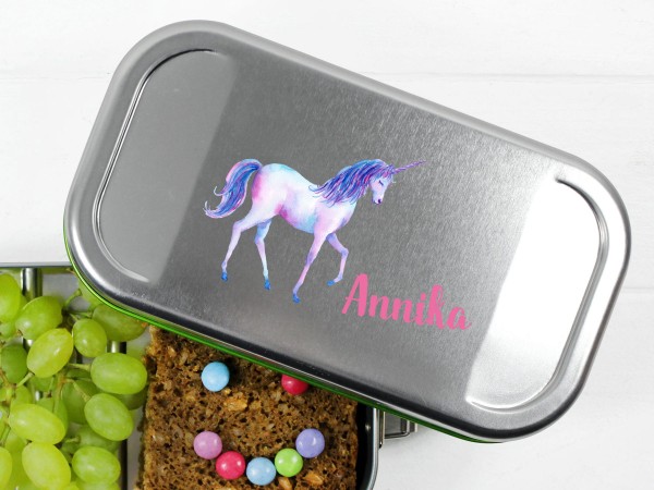 Lunchbox mit Einhorn, personalisiert