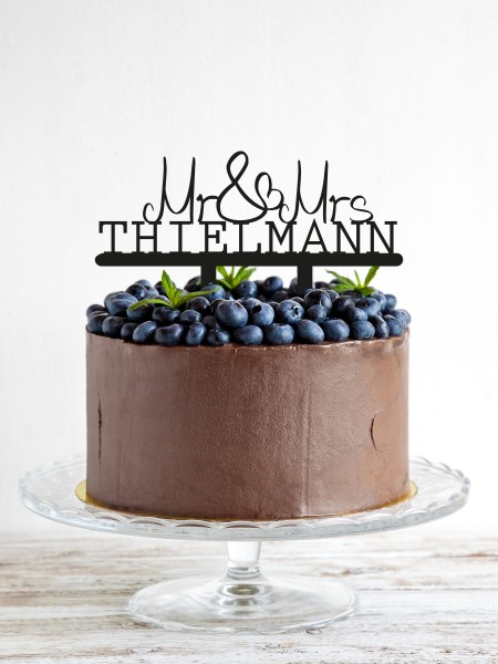 Cake Topper Mr & Mrs mit Nachname personalisiert