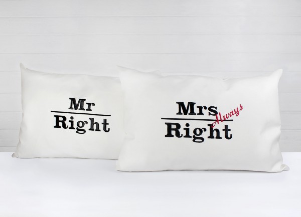 Kissenhüllen Mr & Mrs Right 2er Set inkl. Füllung
