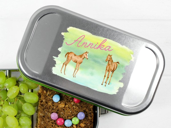 Lunchbox mit 2 Pferden, personalisiert