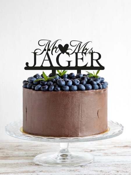 Cake Topper Mr & Mrs personalisiert mit Herz
