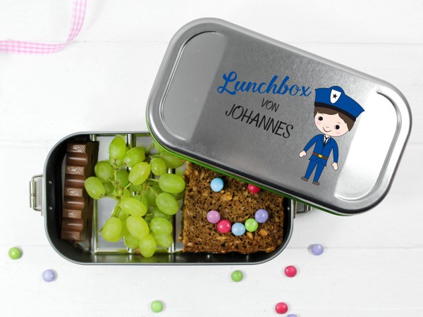 Lunchbox Polizist (blau), personalisiert