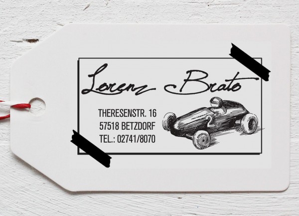 Adressstempel - Rennauto Nostalgie