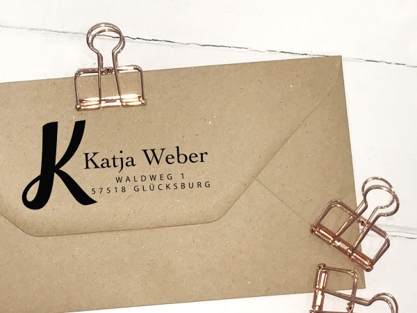 Adressstempel mit Initial, personalisiert