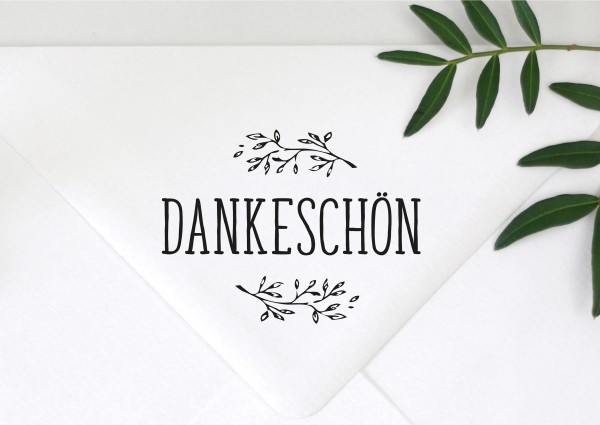 Schrift Stempel Spruch Dankeschon Mit Zweigen Duetori