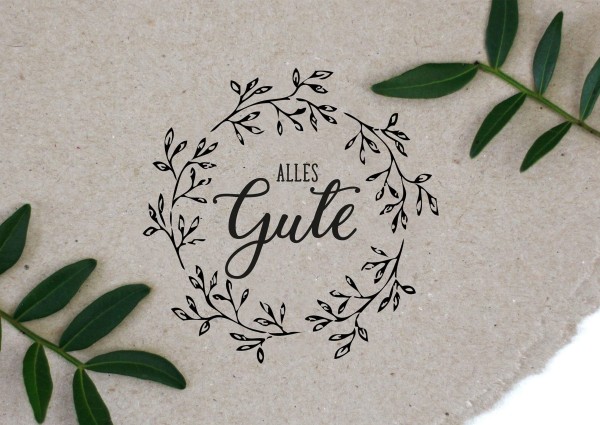 Blumenkranz Stempel mit Spruch Alles Gute