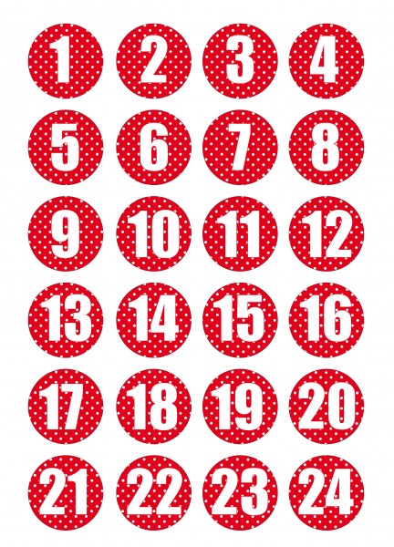 Adventskalender Sticker - Polka Dot Rot/Weiß