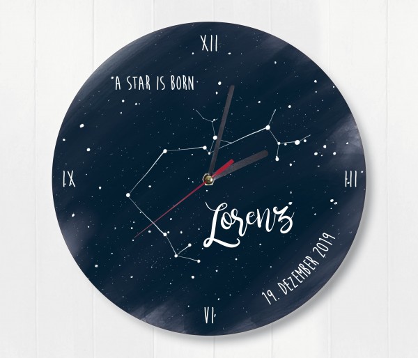 Sternzeichen Sternenhimmel Uhr mit Name und Datum Schütze