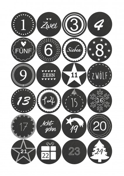 Adventskalender Sticker - Schieferoptik