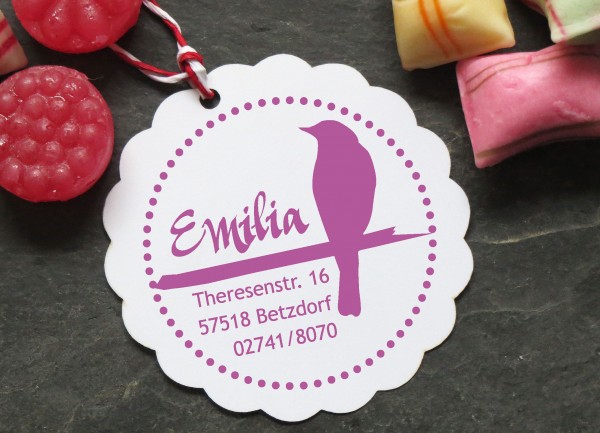 Stempel Vogel Silhouette mit Wunschtext