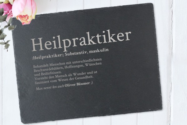 Tischset mit Namen Definition Heilpraktiker aus Schiefer