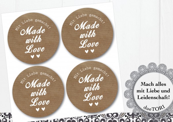 24/15 Sticker - Made with Love! - Kraftpapier-Look