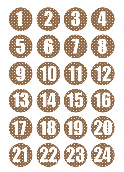 Adventskalender Sticker - Polka Dot Weiß/Braun