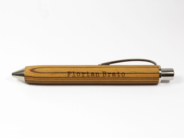 Holzkugelschreiber mit Namen - Zebrano natural