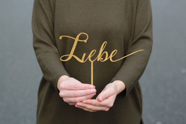 Tortenstecker Cake Topper Liebe Schriftzug handletterd