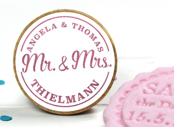 Fondant Stempel zur Hochzeit personalisiert Mr & Mrs