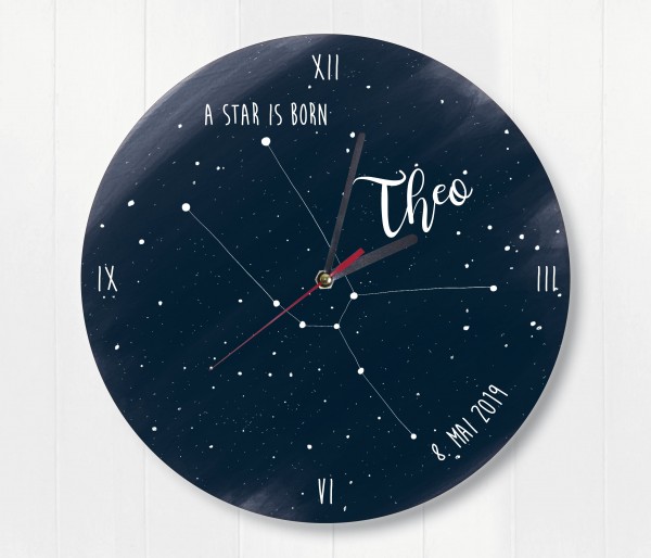 Sternzeichen Sternenhimmel Uhr mit Name und Datum Stier