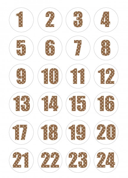 Adventskalender Sticker - Polka Dot Braun/Weiß