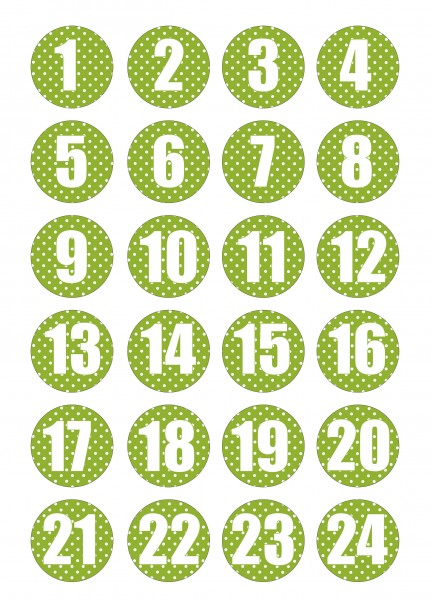 Adventskalender Sticker - Polka Dot Weiß/Grün