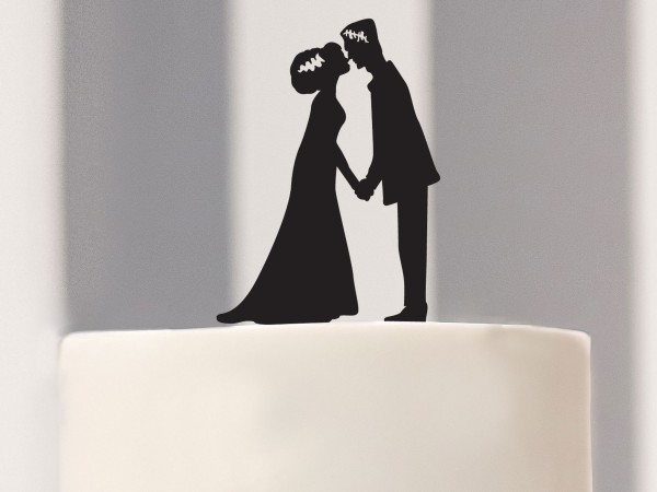 Cake Topper Frankenstein Brautpaar als Silhouette