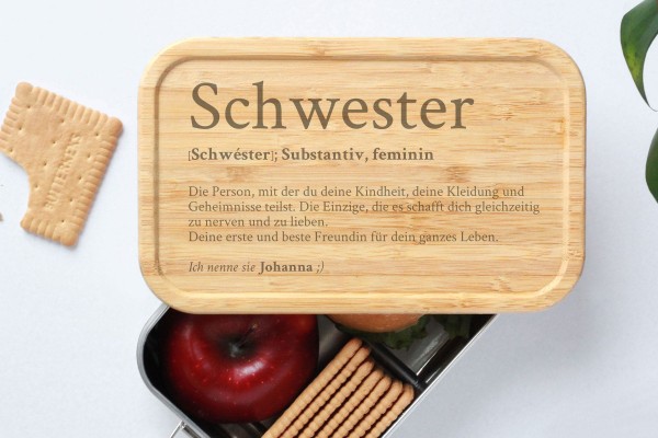 Brotdose für Schwester Definition Geschenk Lunchbox