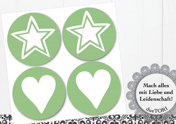 24/15 Sticker - Herz und Stern - Grün