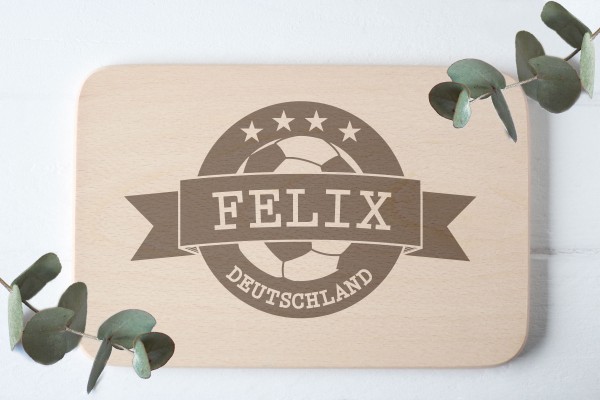 Geschenk für Fussballfans mit Namen Schneidebrett Frühstücksbrett