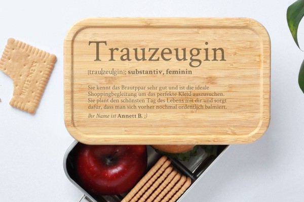 Brotdose für Trauzeugin Definition Geschenk Lunchbox