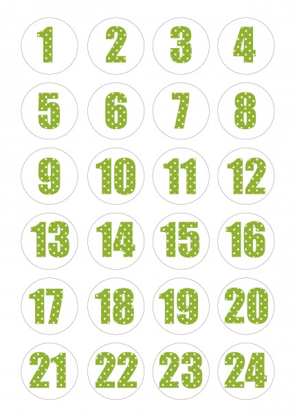 Adventskalender Sticker - Polka Dot Grün/Weiß