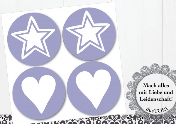 24/15 Sticker - Herz und Stern - Lavendel