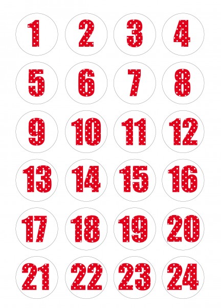 Adventskalender Sticker - Polka Dot Weiß/Rot